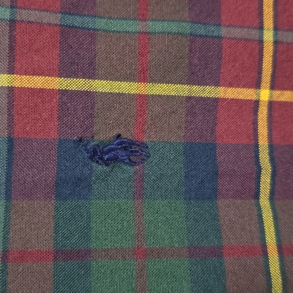 Ralph Lauren Men's XXL Plaid Button Up Long Sleeve Shirt - Red, Green, Yellow - Picture 4 of 6